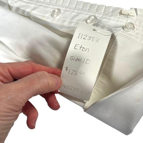 Carlisle White Pleated-Trim Button-Front Blouse – Size 10 – NWT - Picture 10 of 12